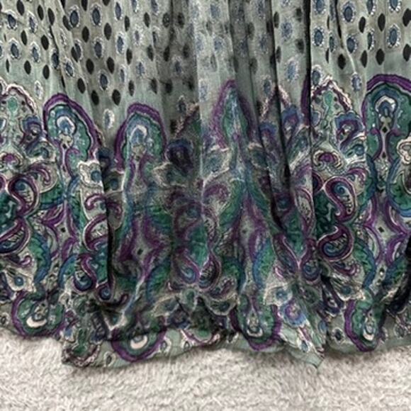 CCDK Copenhagen Size 38 (US 8) Sheer Tunic Top Multicolor Button Collar Boho - Picture 12 of 13